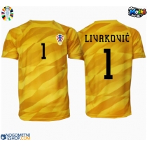 Moški Nogometni dresi Hrvaška Dominik Livakovic #1 Vratar Domači EP 2024 Kratek Rokav